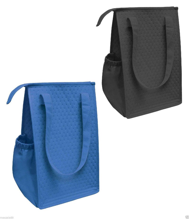 ProEquip Thermo Tote Insulated Lunch Bag Wine Cooler Tote Bag Reusable Tall Water Bottle Carrier For Adults Men Women (Pack of 2 for Price of 1 - Royal & Black - ST3091) - Image 1
